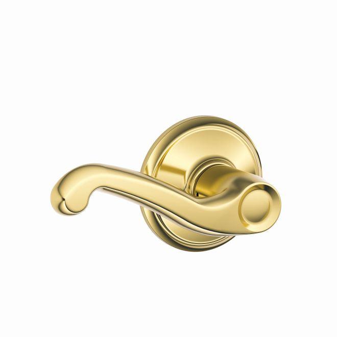 Schlage Flair Passage Lever in Lifetime Brass finish