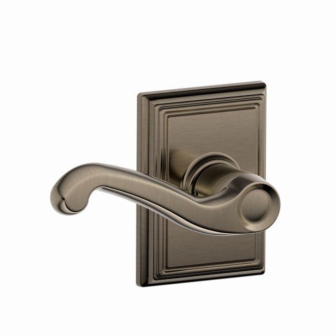 Schlage Flair Passage Lever With Addison Rosette in Antique Pewter finish