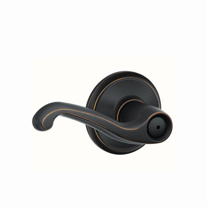 Schlage Flair Privacy Lever in Aged Bronze finish