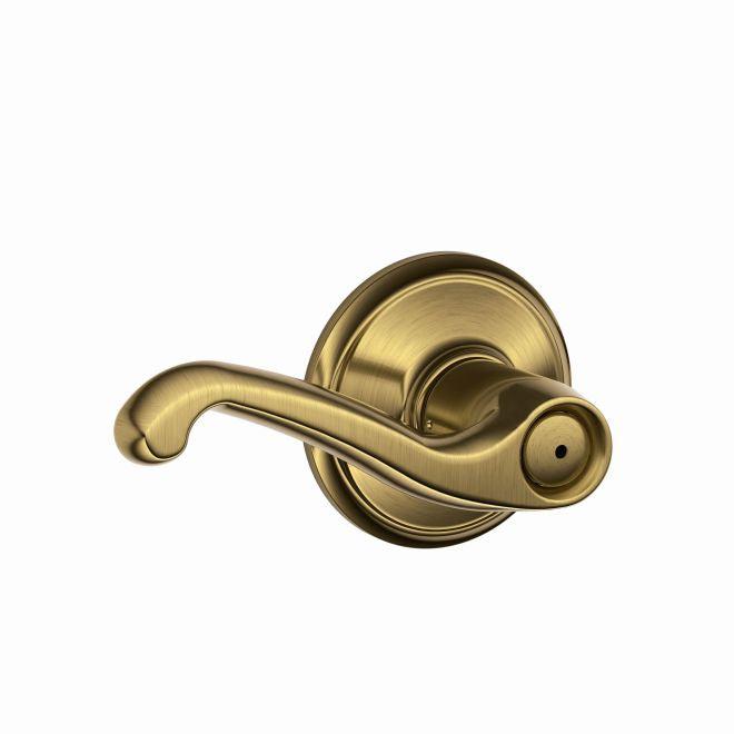 Schlage Flair Privacy Lever in Antique Brass finish