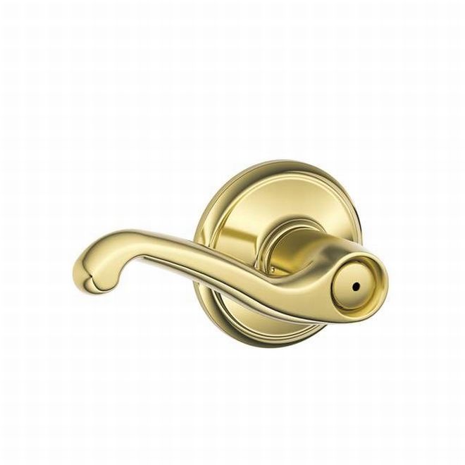 Schlage Flair Privacy Lever in Bright Brass finish