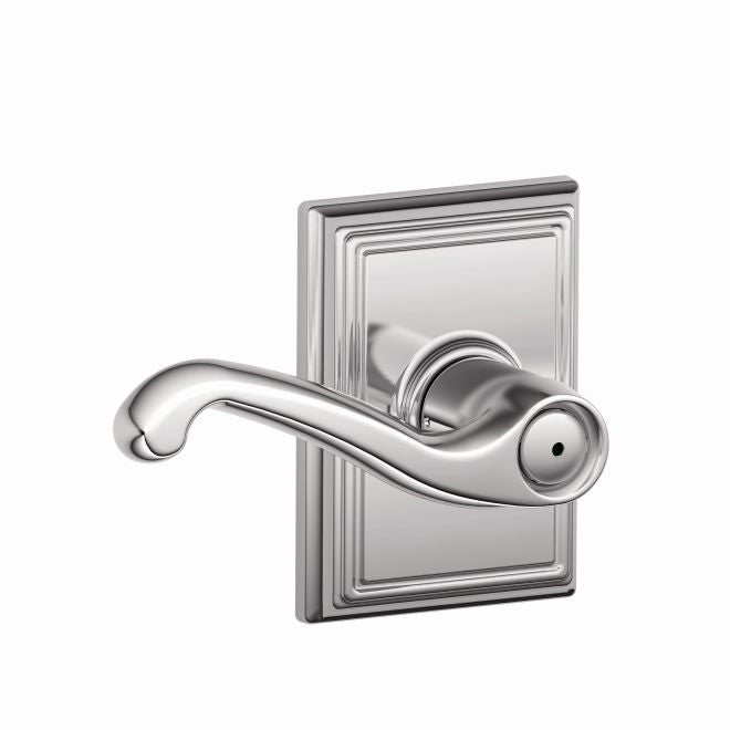 Schlage Flair Privacy Lever With Addison Rosette in Bright Chrome finish