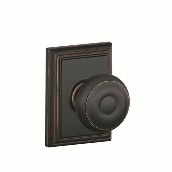 Schlage Georgian Dummy Knob With Addison Rosette Interior Trim - Exterior Handleset Sold Separately in Aged Bronze finish