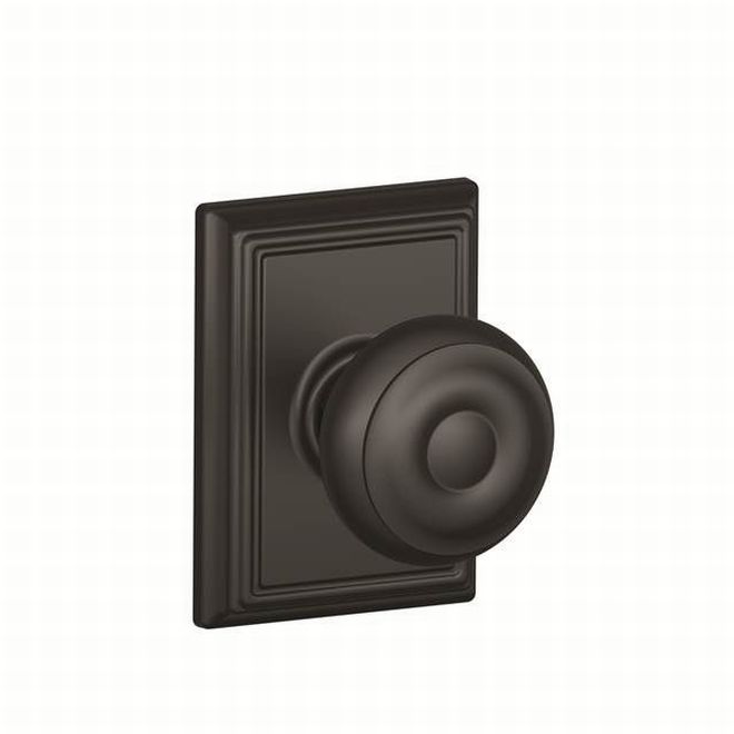 Schlage Georgian Dummy Knob With Addison Rosette Interior Trim - Exterior Handleset Sold Separately in Flat Black finish