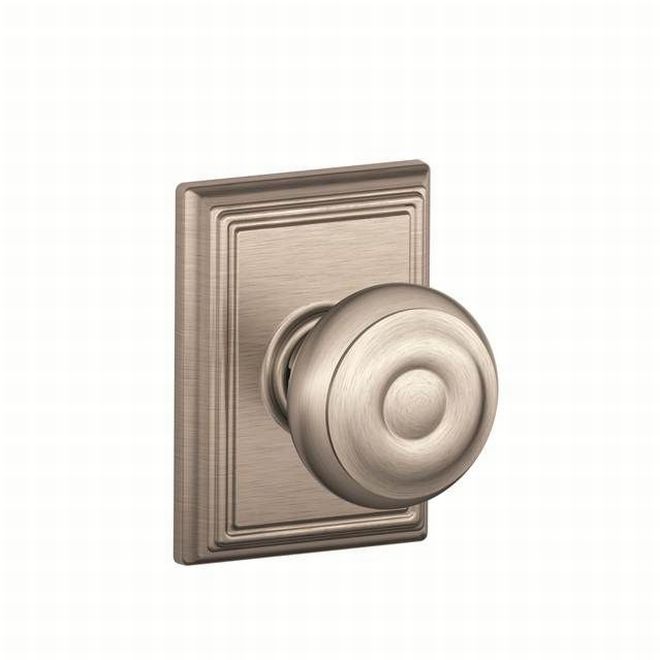 Schlage Georgian Dummy Knob With Addison Rosette Interior Trim - Exterior Handleset Sold Separately in Satin Nickel finish