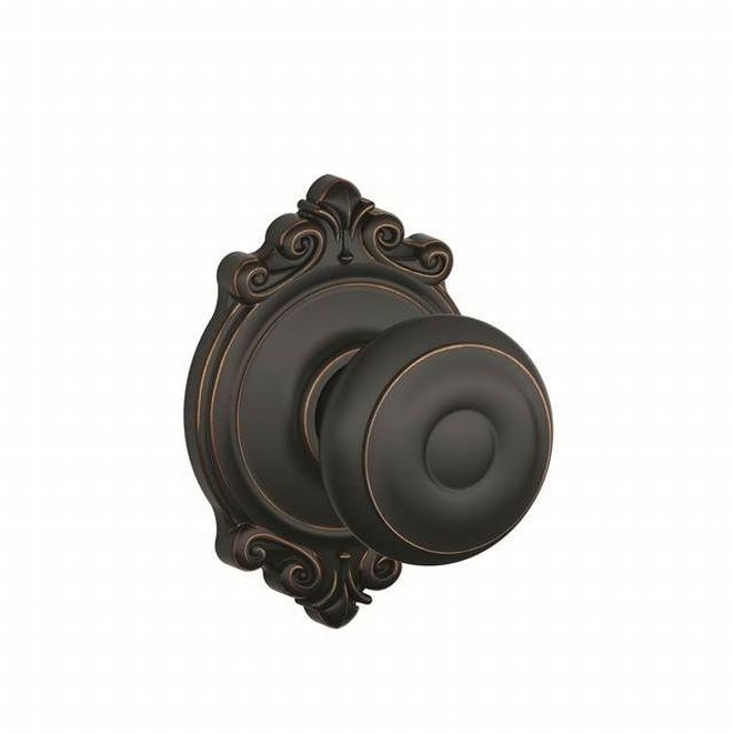 Schlage Georgian Dummy Knob With Brookshire Rosette Interior Trim - Exterior Handleset Sold Separately in Aged Bronze finish