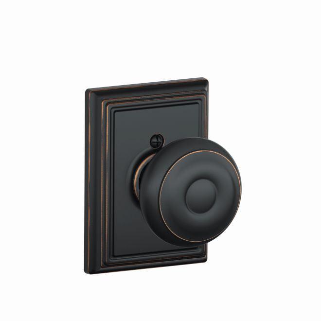 Schlage Georgian Knob Half Dummy With Addison Rosette in Aged Bronze finish