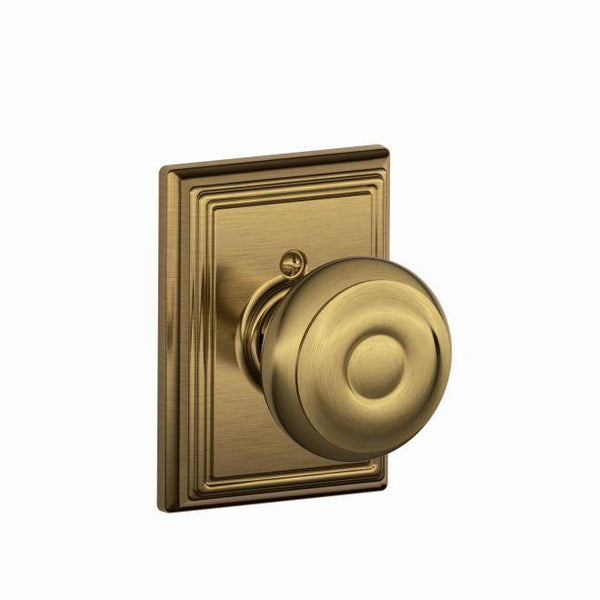 Schlage Georgian Knob Half Dummy With Addison Rosette in Antique Brass finish