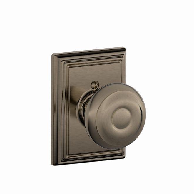 Schlage Georgian Knob Half Dummy With Addison Rosette in Antique Pewter finish