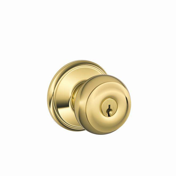 Schlage Georgian Knob Keyed Entry Lock in Lifetime Brass finish