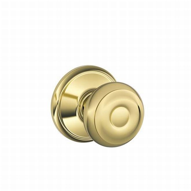 Schlage Georgian Passage Knob in Bright Brass finish