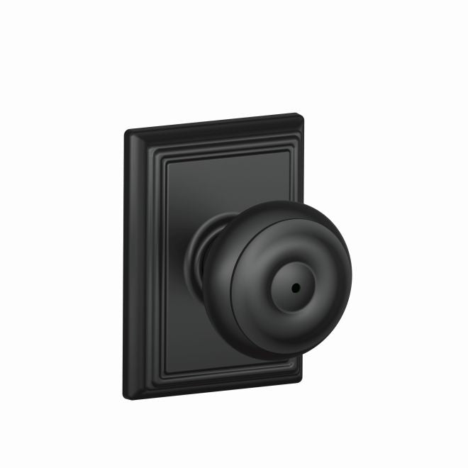 Schlage Georgian Privacy Knob With Addison Rosette in Flat Black finish