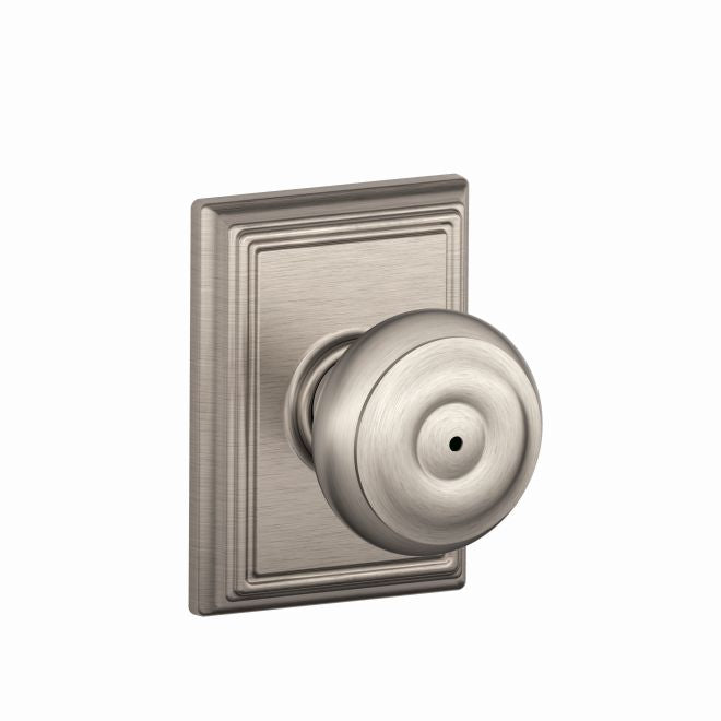 Schlage Georgian Privacy Knob With Addison Rosette in Satin Nickel finish