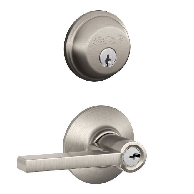 Schlage Latitude Keyed Entry Lever and Deadbolt Combo Pack in Satin Nickel finish