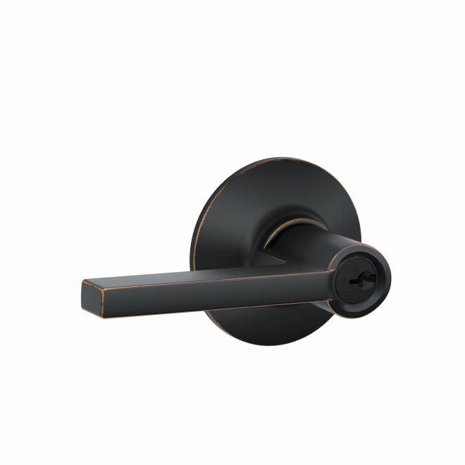 Schlage Latitude Lever Keyed Entry Lock in Aged Bronze finish