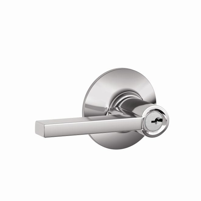 Schlage Latitude Lever Keyed Entry Lock in Bright Chrome finish