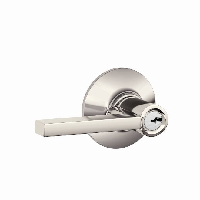 Schlage Latitude Lever Keyed Entry Lock in Polished Nickel finish