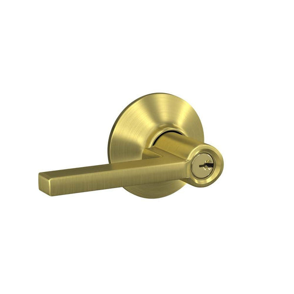 Schlage Latitude Lever Keyed Entry Lock in Satin Brass finish