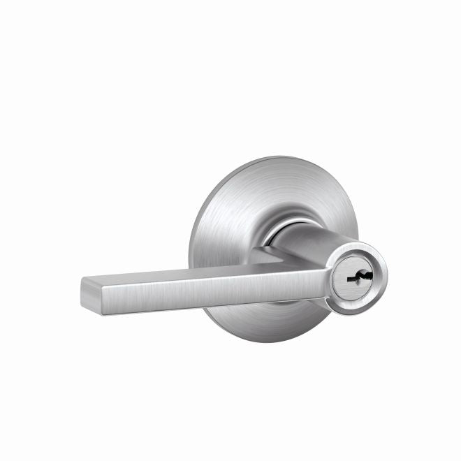 Schlage Latitude Lever Keyed Entry Lock in Satin Chrome finish