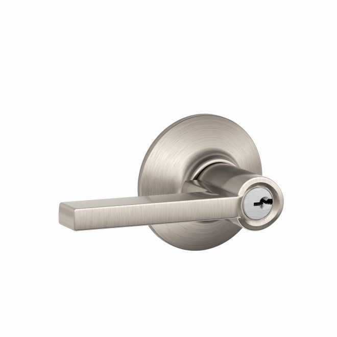 Schlage Latitude Lever Keyed Entry Lock in Satin Nickel finish