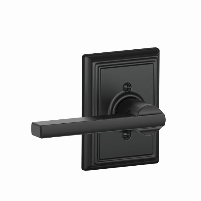 Schlage Latitude Lever With Addison Rosette Half Dummy in Flat Black finish