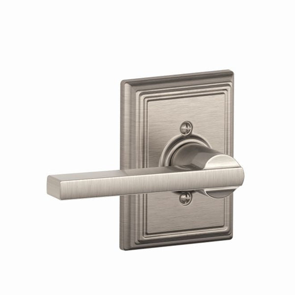 Schlage Latitude Lever With Addison Rosette Half Dummy in Satin Nickel finish