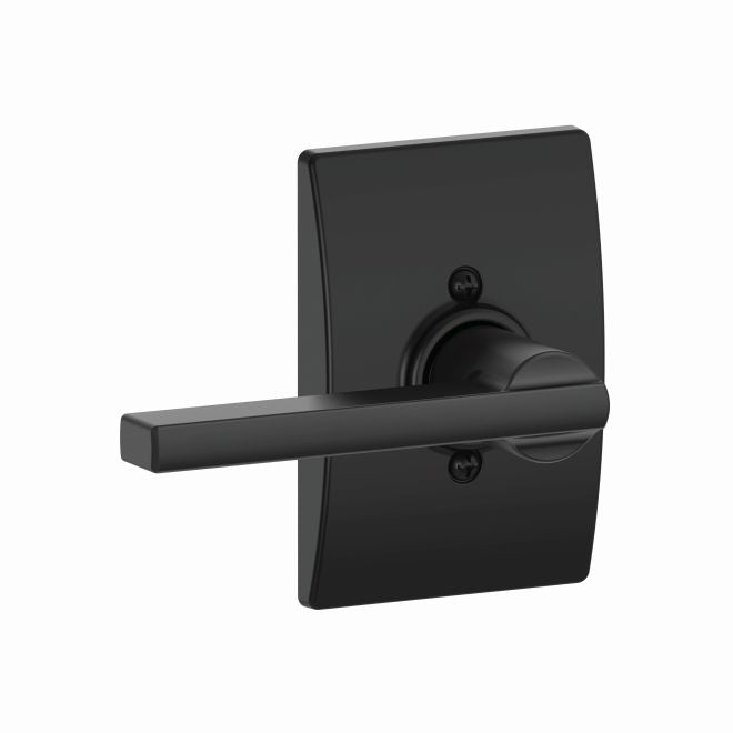 Schlage Latitude Lever With Century Rosette Half Dummy in Flat Black finish