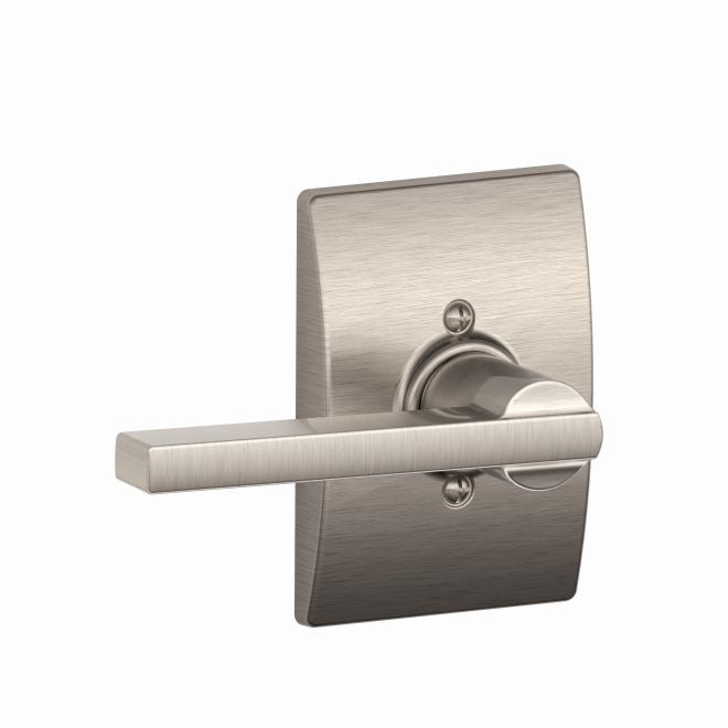 Schlage Latitude Lever With Century Rosette Half Dummy in Satin Nickel finish