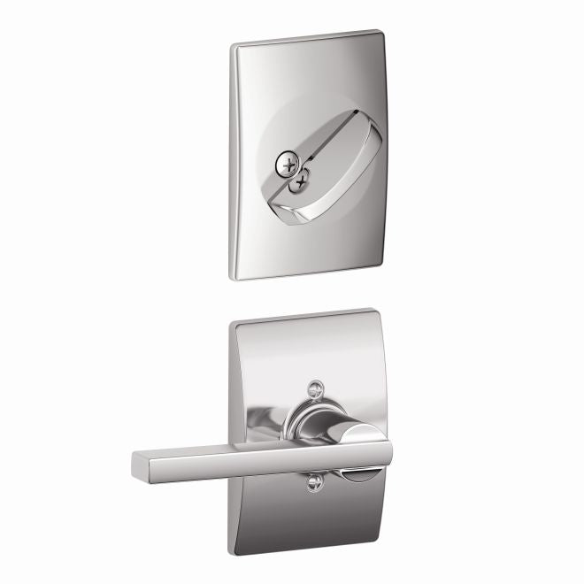 Schlage Latitude Lever With Century Rosette Interior Active Trim - Exterior Handleset Sold Separately in Bright Chrome finish