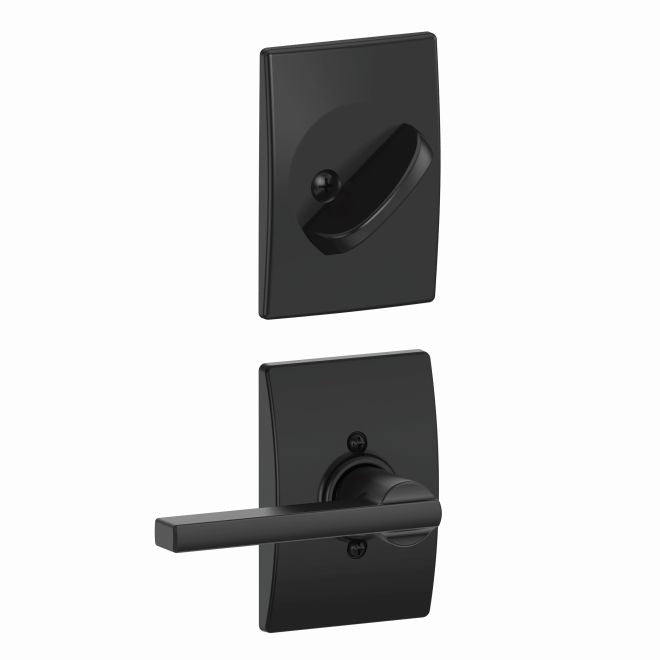 Schlage Latitude Lever With Century Rosette Interior Active Trim - Exterior Handleset Sold Separately in Flat Black finish