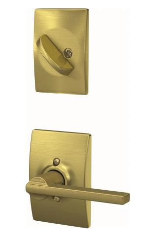 Schlage Latitude Lever With Century Rosette Interior Active Trim - Exterior Handleset Sold Separately in Satin Brass finish