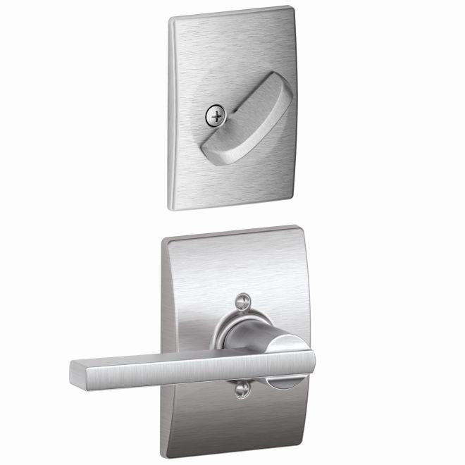 Schlage Latitude Lever With Century Rosette Interior Active Trim - Exterior Handleset Sold Separately in Satin Chrome finish