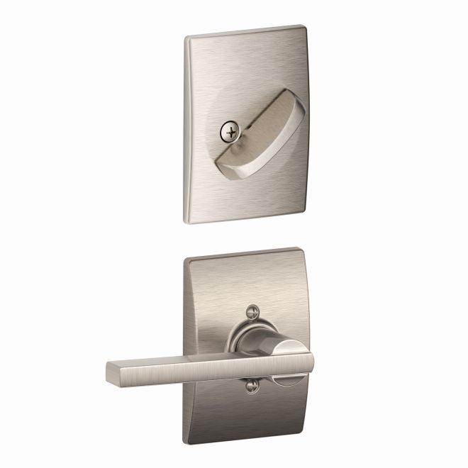 Schlage Latitude Lever With Century Rosette Interior Active Trim - Exterior Handleset Sold Separately in Satin Nickel finish