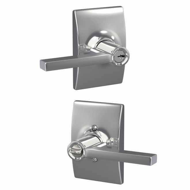 Schlage Latitude Lever With Century Rosette Keyed Entry Lock in Bright Chrome finish