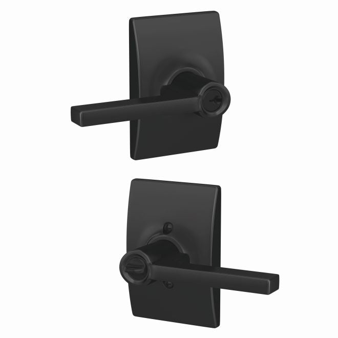 Schlage Latitude Lever With Century Rosette Keyed Entry Lock in Flat Black finish