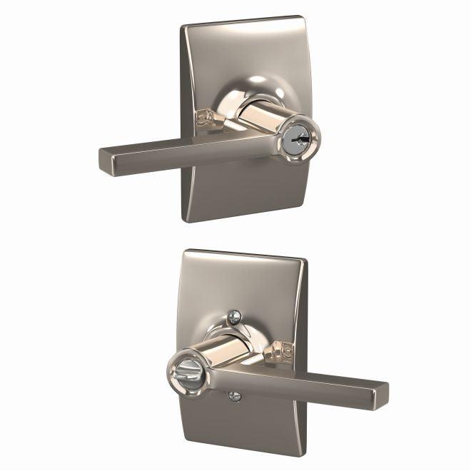 Schlage Latitude Lever With Century Rosette Keyed Entry Lock in Polished Nickel finish