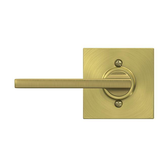 Schlage Latitude Lever With Collins Rosette Half Dummy in Satin Brass finish