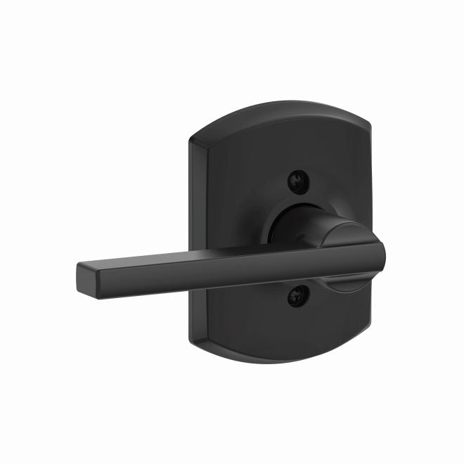 Schlage Latitude Lever With Greenwich Rosette Half Dummy in Flat Black finish