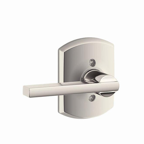 Schlage Latitude Lever With Greenwich Rosette Half Dummy in Polished Nickel finish