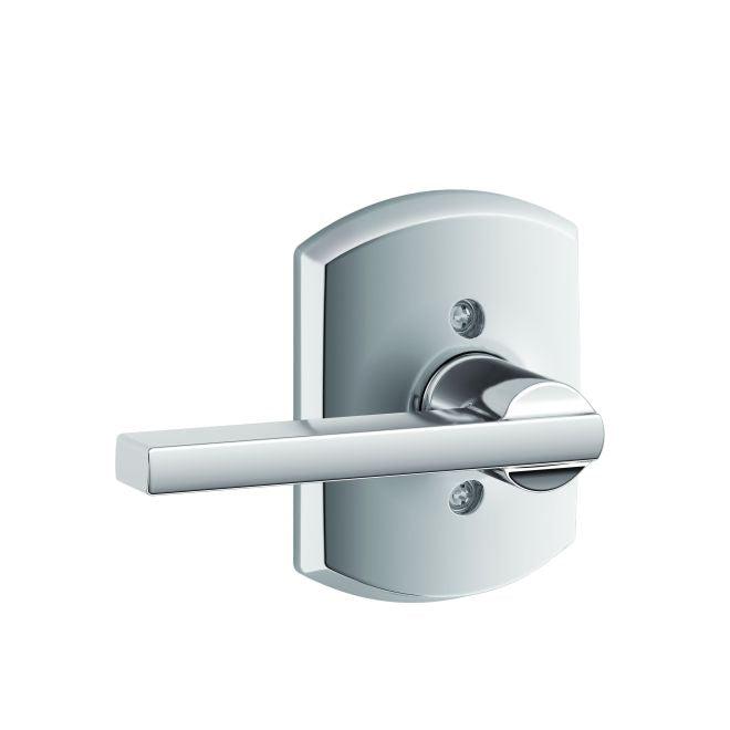 Schlage Latitude Lever With Greenwich Rosette Interior Active Trim - Exterior Handleset Sold Separately in Bright Chrome finish