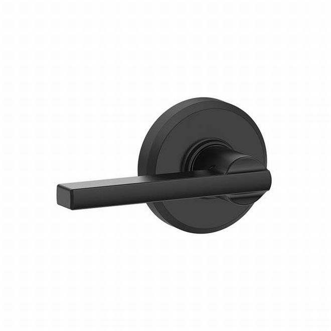 Schlage Latitude Lever With Greyson Rosette Half Dummy in Flat Black finish