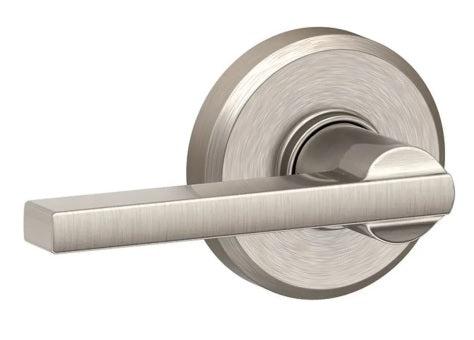 Schlage Latitude Lever With Greyson Rosette Half Dummy in Satin Nickel finish