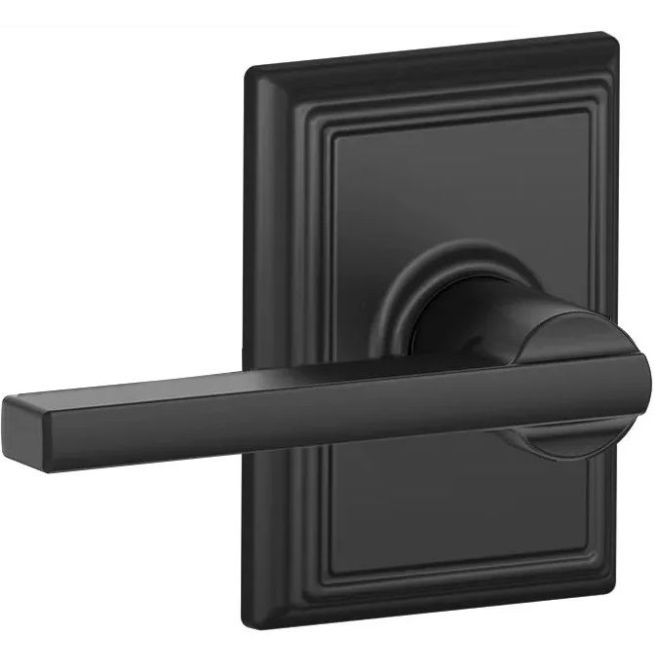 Schlage Latitude Passage Lever With Addison Rosette in Flat Black finish