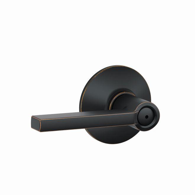 Schlage Latitude Privacy Lever in Aged Bronze finish