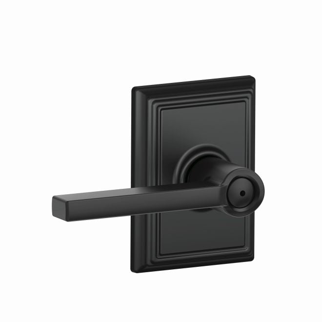 Schlage Latitude Privacy Lever With Addison Rosette in Flat Black finish