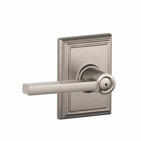 Schlage Latitude Privacy Lever With Addison Rosette in Satin Nickel finish