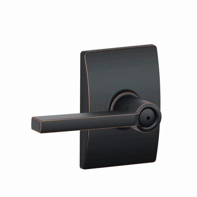 Schlage Latitude Privacy Lever With Century Rosette in Aged Bronze finish