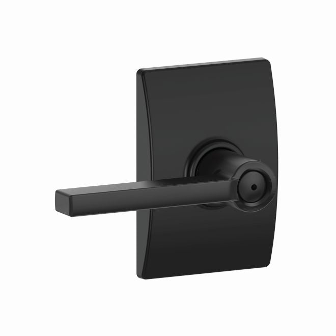 Schlage Latitude Privacy Lever With Century Rosette in Flat Black finish