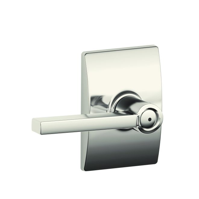 Schlage Latitude Privacy Lever With Century Rosette in Polished Nickel finish