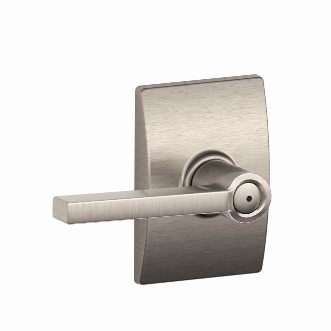 Schlage Latitude Privacy Lever With Century Rosette in Satin Nickel finish